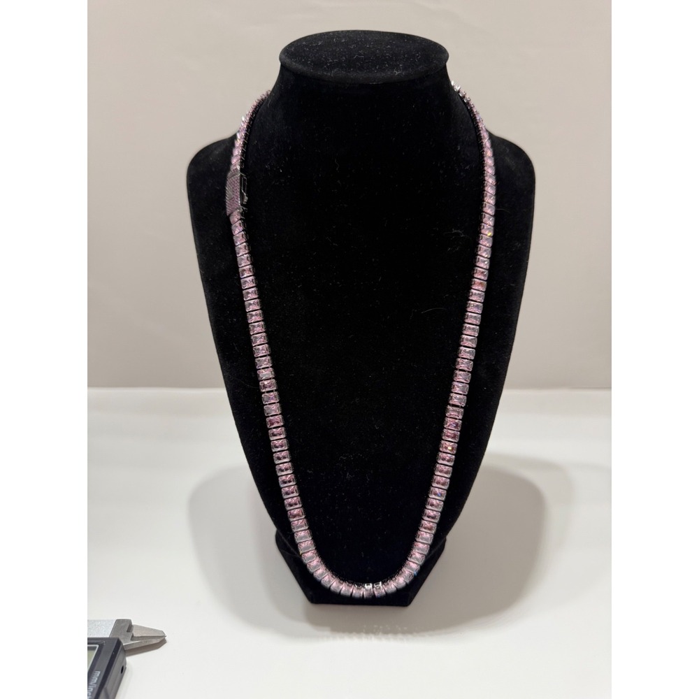 purple and black necklace iced out vvscz stones 24 inch 6.5mm stainless